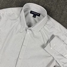 Mizzen Main Shirt Large White Check Leeward Classic No Tuck Button Down *Flaw