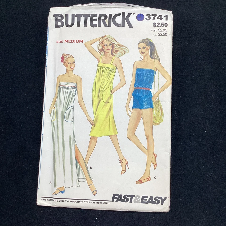 Vtg Butterick 1980's Dress/Camisole/Shorts Pattern 3741, Medium - free shipping - Image 2 of 4