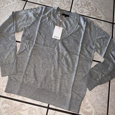 Quince Lightweight Cotton Cashmere V-Neck Sweater Medium In Heather Grey