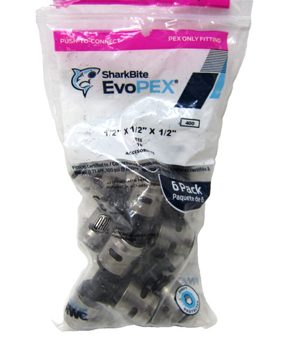 SharkBite 1/2" x 1/2" x 1/2" Push-to-Connect EVOPEX Plastic Tee Fitting (5-Pack)