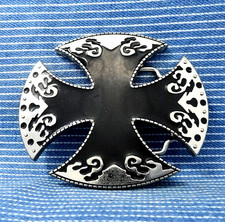Iron Cross Belt Buckle Ornate Biker Goth Cowboy Cosplay Vtg 90s     .BMW762