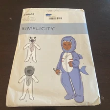 Simplicity S9159 Baby Toddler Costume Pattern XXS-L Halloween Baby Shark