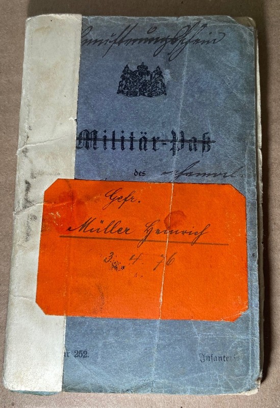German Militär-Paß Military Service Booklet Bavarian Infantry Records 1897–1919