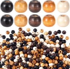 100pcs Large Hole Wooden Beads, Round Hair Beads for Jewelry & Crafts – 5 Colors