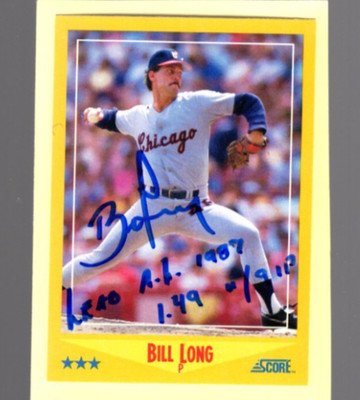 Autographed Bill Long Lead A. L. 1987 with 1.49 W/9IP White Sox Score 1988