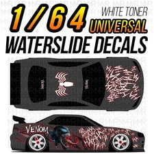 1/64 Scale VENOM DRIFT Custom White Toner Universal WaterSlide Decals for Hot