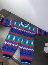 Vintage Geometric Romper 90s Fair Isle One Piece Baby Holiday Romper 6-9 Months