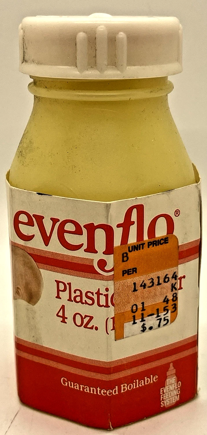 Evenflo Plastic Nurser baby bottle 4oz 125ml White VTG Vintage 1986