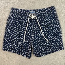 J.CREW Swim Trunks Mens 32 No Liner Anchor Print Sailor Nautical Board Shorts
