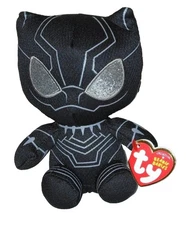 Ty Beanie Baby BLACK PANTHER (Marvel)(6 Inch) NEW MWMTs Plush Stuffed Animal Toy