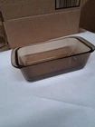 Vintage Pyrex 213  Amber Brown Glass Rectangle Bread Loaf Pan 1.5 Qt Made In USA