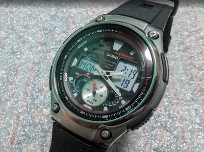 Casio Analog Digital Alarm  AQ-190W World Time Men's Watch excellent condition