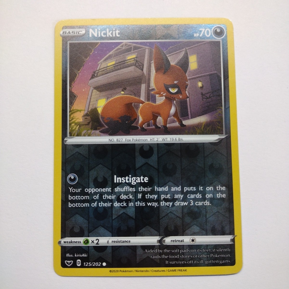 Pokemon TCG - Nickit Reverse Holo - 125/202 - Sword & Shield Base