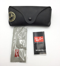 New Ray Ban Leather Eyeglass Case Black Semi Hard Soft Case with Extras