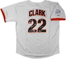 Will Clark Signed San Francisco Giants Gray Jersey with 5 Inscriptions TRISTAR