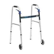 Drive Medical Folding Walker w/ Trigger Release, 5" Wheels, Lightweight