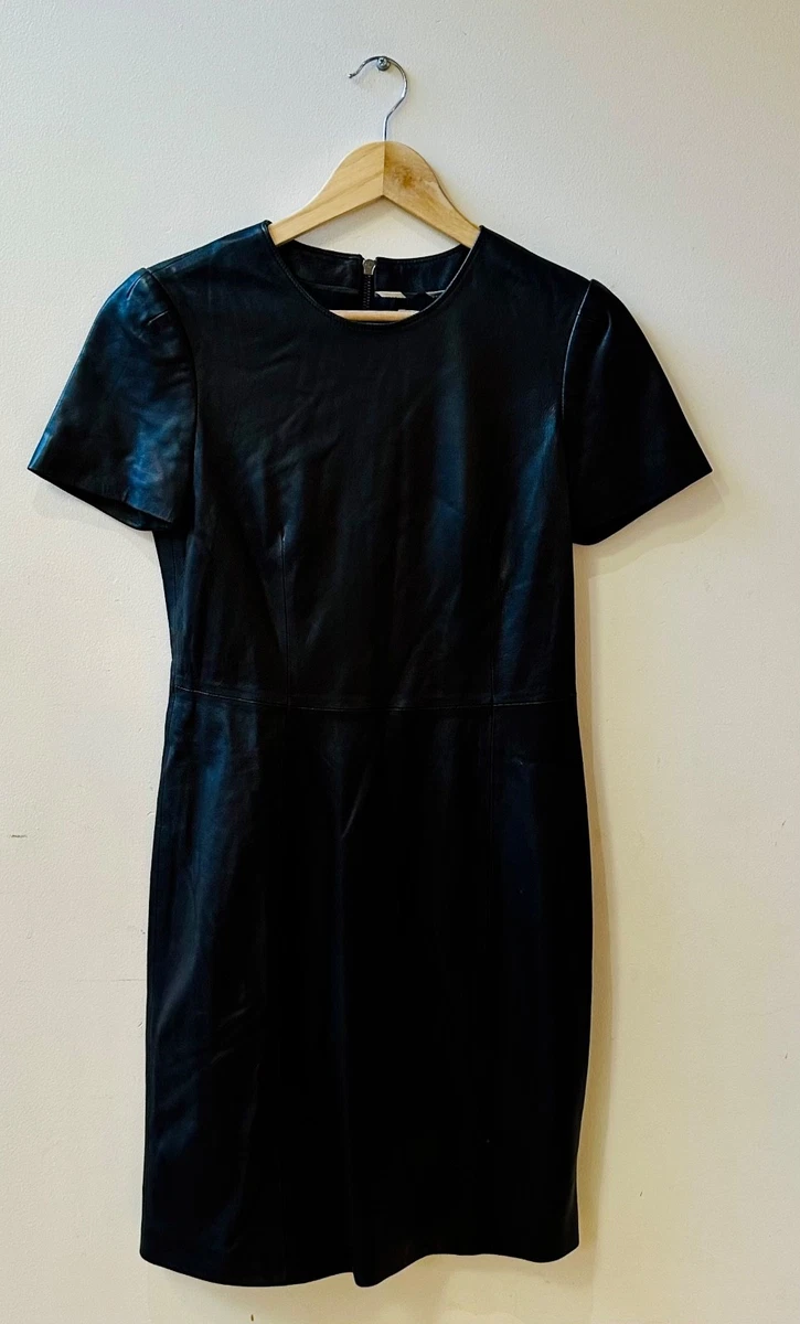burberry leather dress Burberry Black Wool Leather Dress size 12
