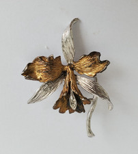 Alte 925er Silber Brosche in Blumenform, Vint...