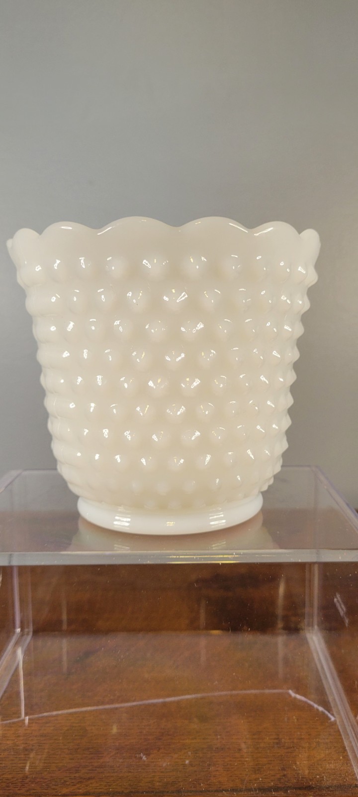 Vintage Anchor Hocking Fire King Hobnail Milk Glass Planter/Vase/Bowl. Glassware