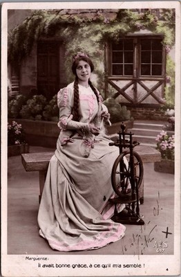 Vintage Faust Opera Postcard Gounod  Marguerite AS 697 French RPPC Hand Tinted