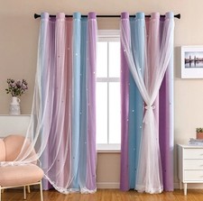 Dream Star Blackout Curtains for Girls Rooms Princess Design Size 52W x 63L
