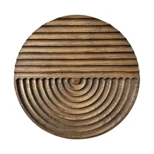 Hand-carved Wood Wall Decor featuring Artistic Round Design for Farmhouse and...