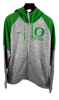 Nike Oregon Ducks Men's Large Jacket Full Zip Hoodie Heathered Gray Green NEW!
