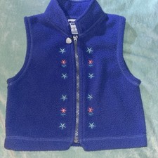 Oshkosh Baby B'Gosh Purple Floral Embroidered Zipper Vest 12 Months Vintage