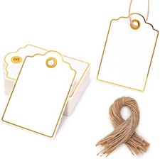 50PCS Tags with String Attached, 2 x 3 Inches Paper Blank Hang Tags with String