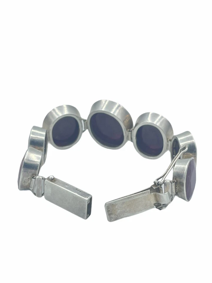 Vintage RARE Sterling Silver 925 Natural Ruby One of a Kind Bracelet - Image 4 of 4