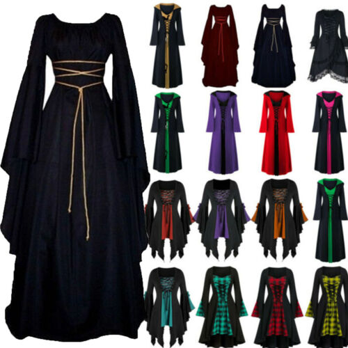 Womens Vintage Renaissance Medieval Gothic Witch Fancy Dress Halloween Costume' - Picture 1 of 16