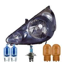Halogen Scheinwerfer Links H4 Schwarz FüR Honda Jazz II Inklusive Lampen