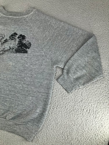 Felpa cervo vintage donna grande grigia anni 90 buck pile pullover natura - Foto 4 di 18
