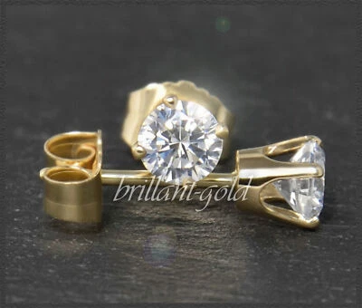 Gold Solitär Ohrstecker aus 585 Gelbgold; 2,03ct Brillanten in Si1-2; Ohrringe - Bild 1 von 4