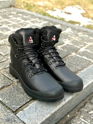 New casual boots men leather workwear waterproof warm inside fake fur shoes