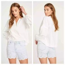 Driftwood Lulu Embroidered Eyelet Jean Shorts Size 27