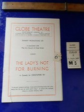 1949 programme ticket The Lady's Not For Burning Christopher Fry Gielgud Burton