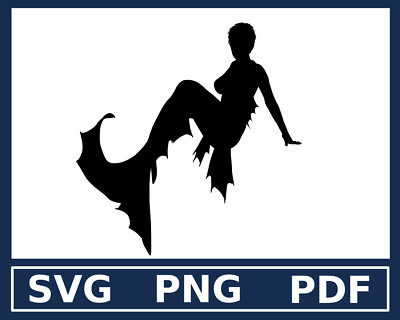 Mermaid SVG PNG Vector Clip art Animal Silhouette Digital Download Clipart