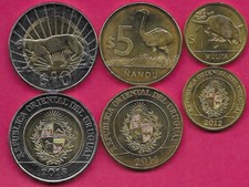 URUGUAY 3 COIN SET 1 PESO 2012,5 PESOS 2014 AND 10 PESOS 2015 UNC MULITA (ARMADI