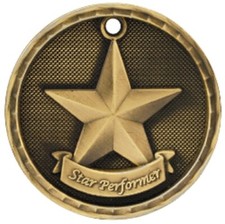 2" Star Performer Medal Personalized Free