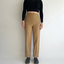 1960s high waist camel  wool tapered trouser pants long inseam  26  w 32.5" in