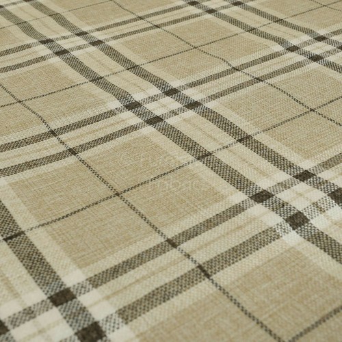 New Furnishing Fabric Textured Tartan Pattern Upholstery In Beige Colour - Picture 2 of 5