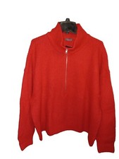 Vince Camuto Quarter Zip Pullover Cable knit Sweater Women s XXL Crossfire Red