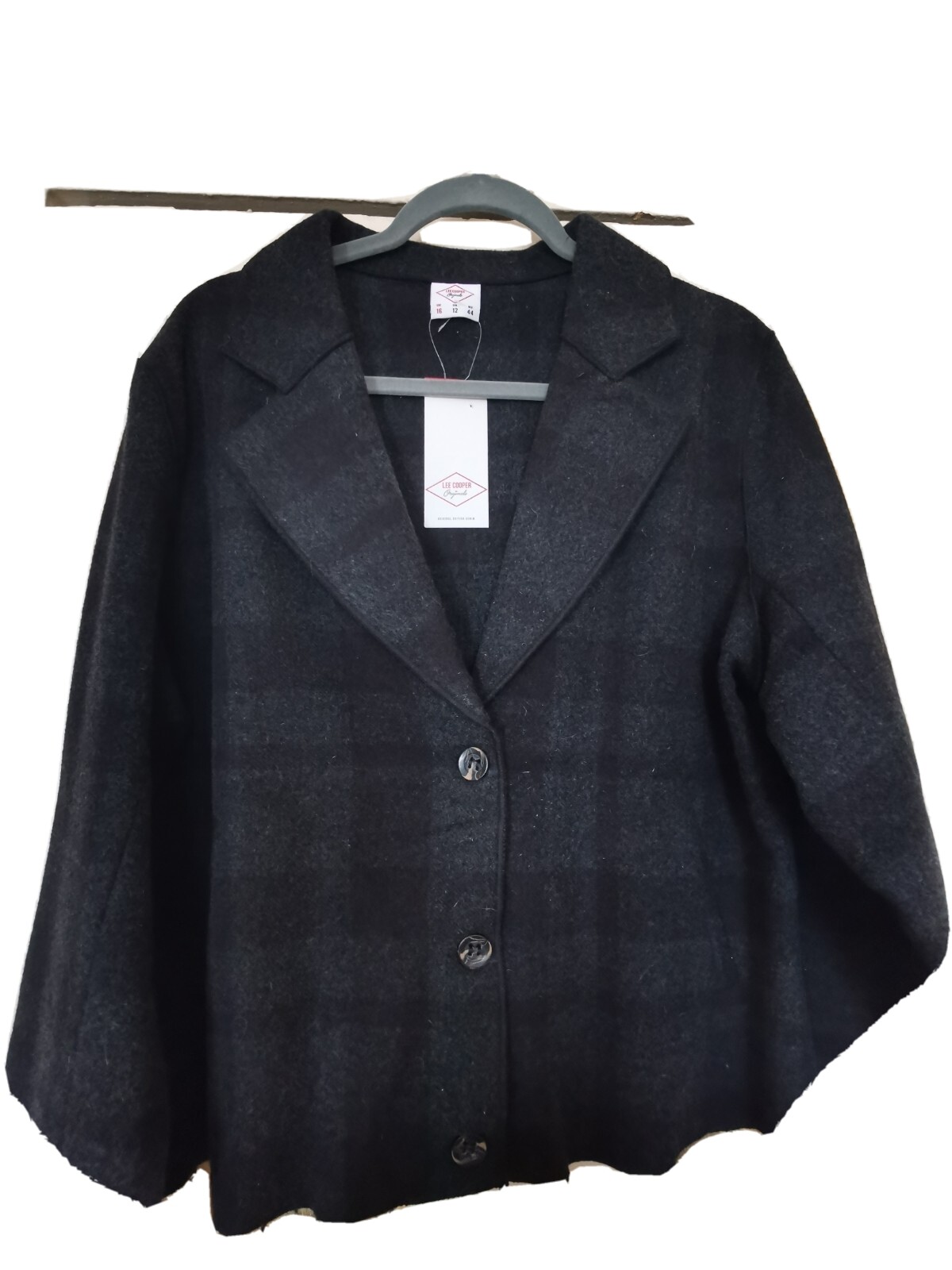 Original Lee Cooper Ladies Wool Blend Checked Grey Jacket Size 16 RRP £49