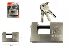 Lucchetto Antiscasso Catenaccio 90mm Corazzato Blindato 3 Chiavi Serranda dfh