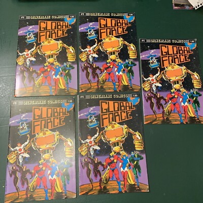 SILVERLINE COMICS GLOBAL FORCE #1 1987  Mutants and Misfits--5 copies   NICE !!!