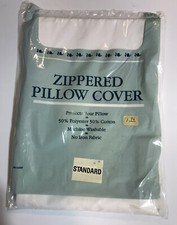 NOS Vintage Zippered  Pillow Cover Standard Size White No-Iron Cotton Blend