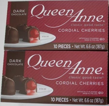 Queen Anne (2-PACK) 20 Pieces Dark Chocolate Cordial Cherries 13.2 oz BB 04/2026