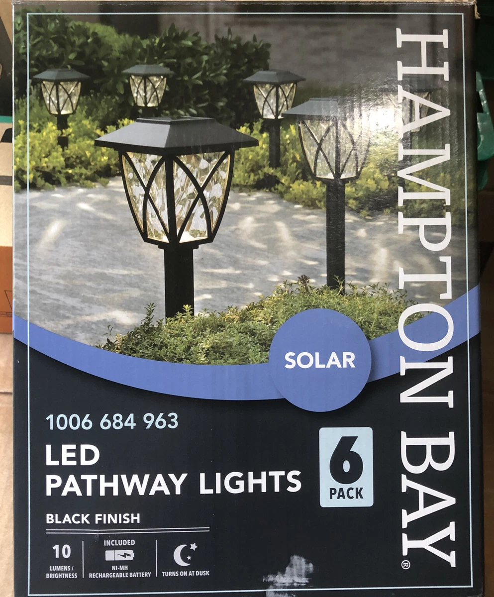 Hampton Bay Low Voltage Black Integrated LED Path Lights SOLAR 6 Pack
