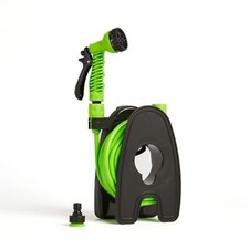 10M Hose Pipe Reel Set 2 Connectors, 7 Nozzle, Gardening Car Washing Pets Shower
